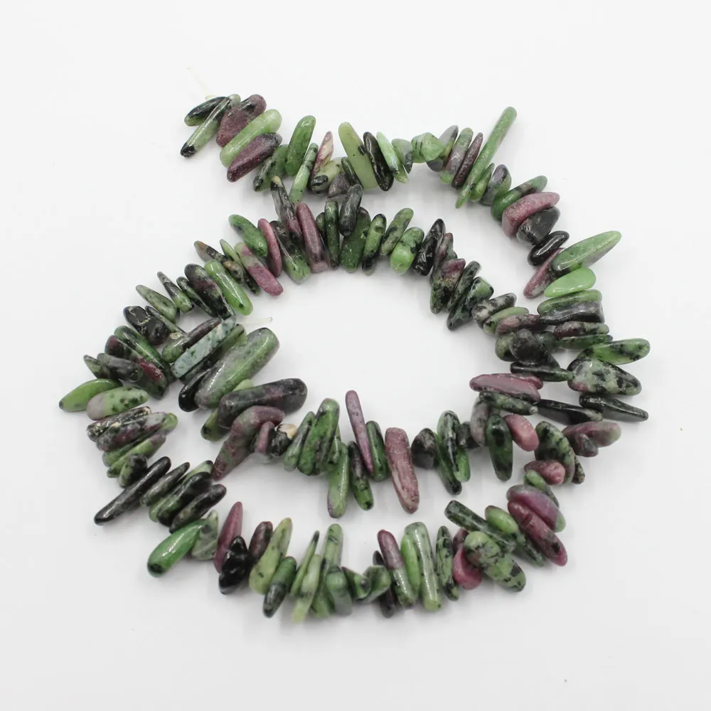APDGG 5 Strands Natural Red and Green Ruby Top-drilled Freeform Fancy Loose Beads 15.5
