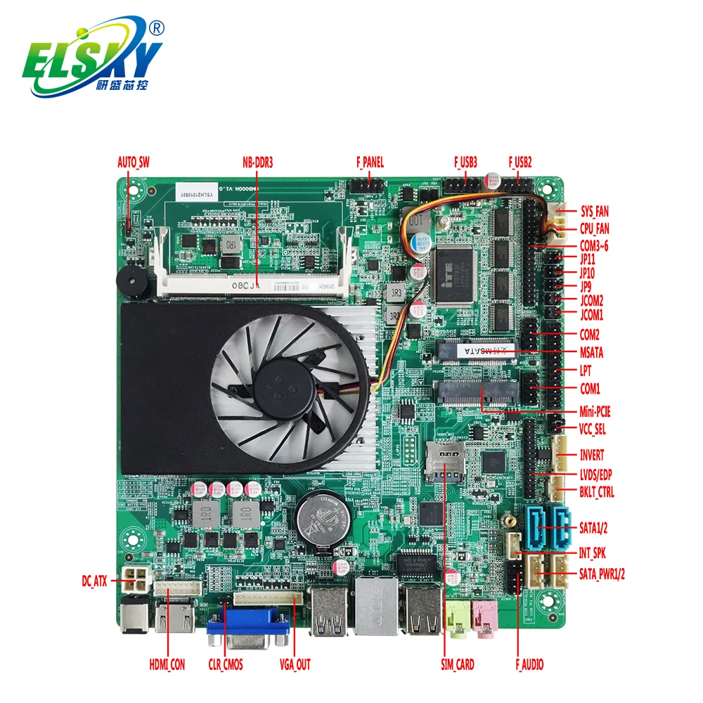 

ELSKY 4th- I7 mini itx motherboard with 1lan Desktop motherboard mini itx fanless core i7 mini itx motherboard USB RS2323 485