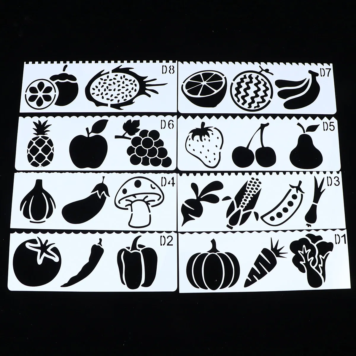32Pcs 야채 과일 그림 템플릿 어린이를위한 플라스틱 DIY 중공 스텐실 그리기 학교 미술 교육