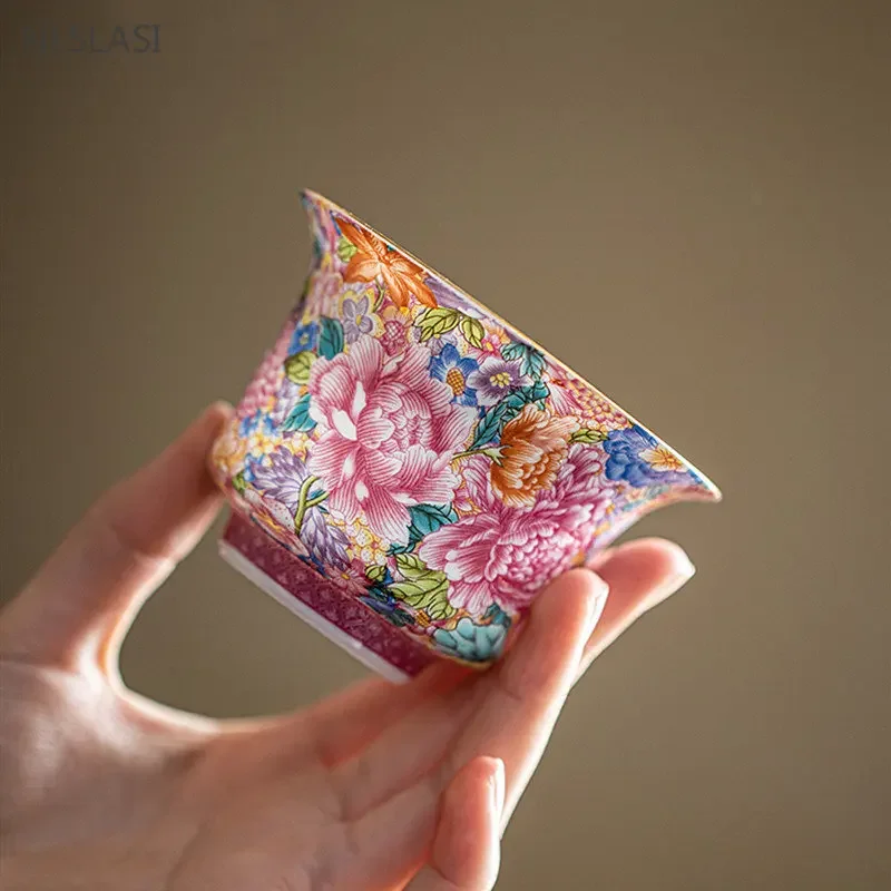 150ml Enamel Color Tea Set Jingdezhen Ceramic Gaiwan Chinese Tea Cup Cover Home Infuser Teaware Gifts