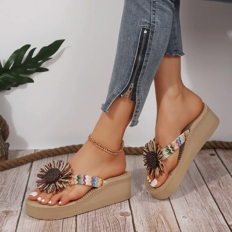

Women's Flip Flops Wedge Platform Beach Slipper Heeled Sandals Slippers for Women Summer New 2024 Cute Comfortable Fashion Home