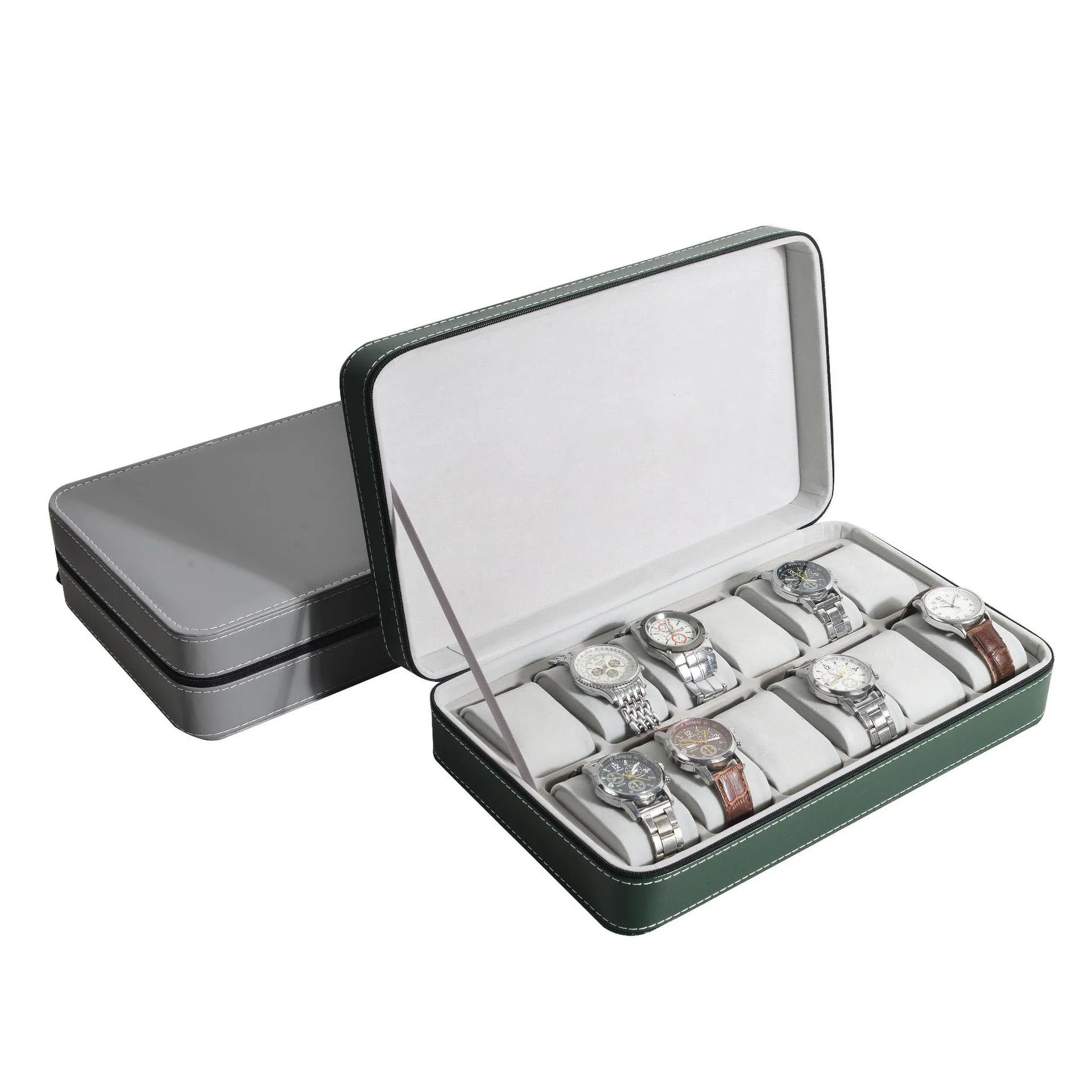Watch Storage Box New Zipper Bag 6/10/12 Girds Watch Organizer Portable Boxes Watch Case Bracelets Men's and Women's Multifunctional Display Boxes