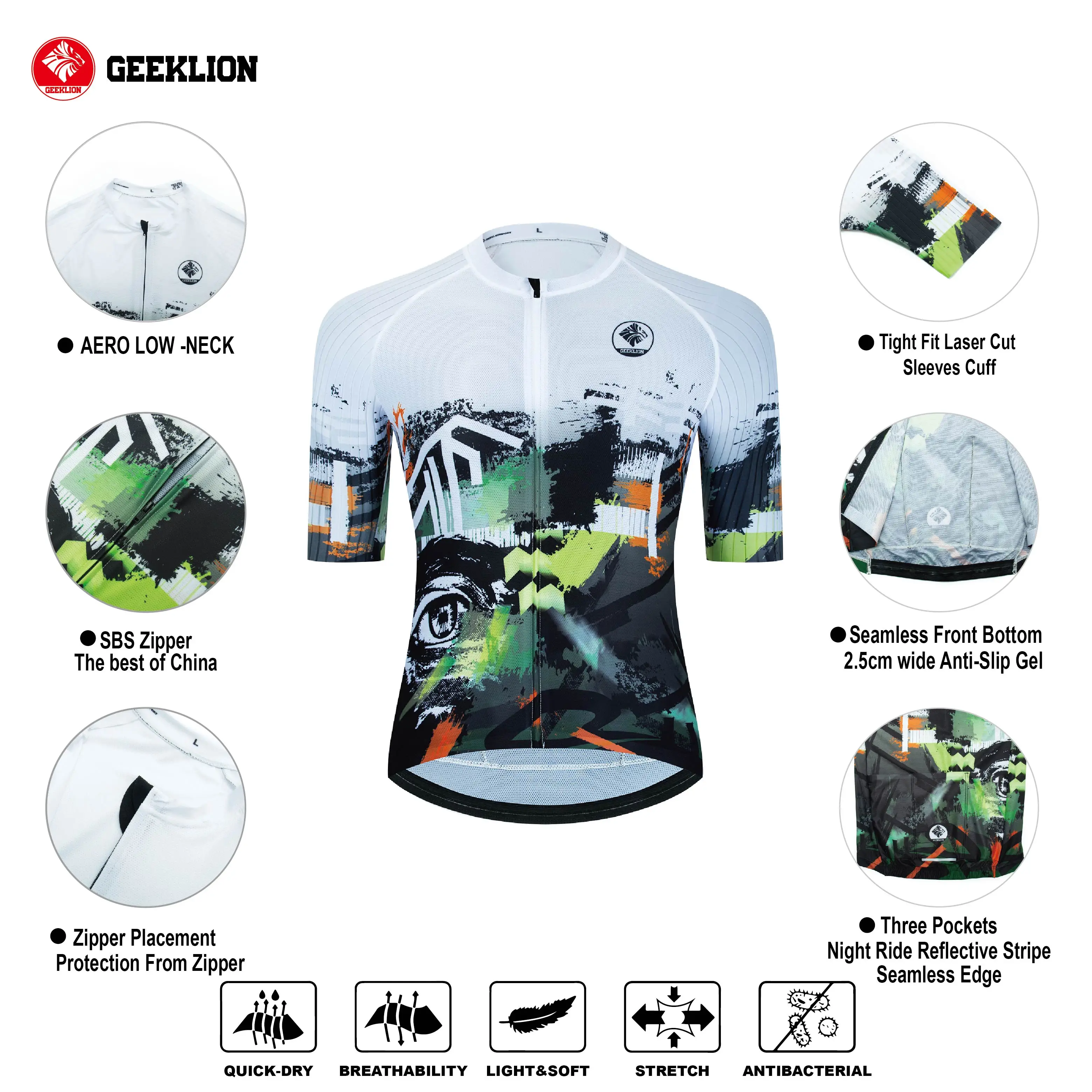 New Short Sleeves Geeklion Men's Breathable Bike Clothing Outdoor PRO Team Training Quick Dry Racing Cut Cycling Maillot