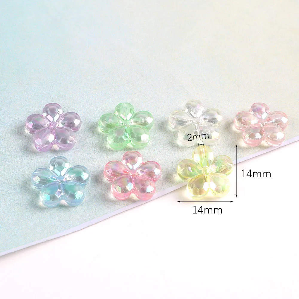 Sweet Colorful Flowers Acrylic Charms Bead 30pcs for Jewelry Making DIY Keychain Necklace Earring Accessories