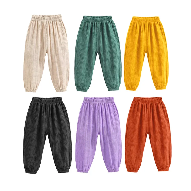 

Summer Children Mosquito-Proof Boys & Girls Thin Double-Layer Cotton Yarn Baby Lantern Lightweight Breathable Pants