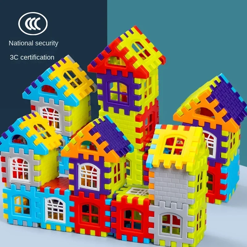 Children's Early Education Educational Toy House Building Blocks Baby Handmade Diy Bungalows Castle with Windows Removable
