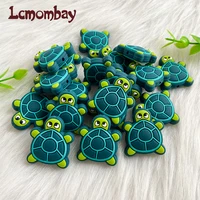 10pcs Baby Silicone  Food grade Silicone Gel Chewing Beads Cartoon Animal Green Turtle Beads DIY Baby Pacifier Chain Toy Gift 1