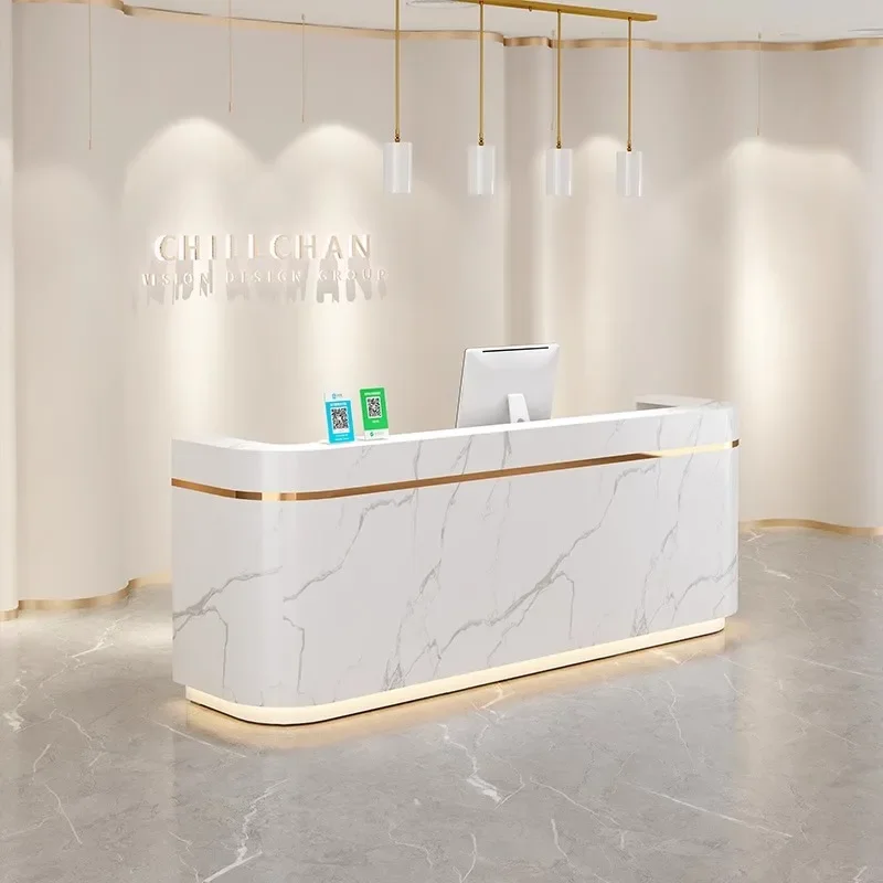 Retail Beauty Reception Desk Cashier Shop Luxury Hotel Clinic Front Design Reception Desk Mobile Mostrador Oficina Furniture HDH big book of retail design