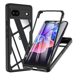 Ultimate Protection 360° Full Body Rugged Phone Case with Built-in Screen Protector for Google Pixel 6A (Front & Back Coverage) (Black)