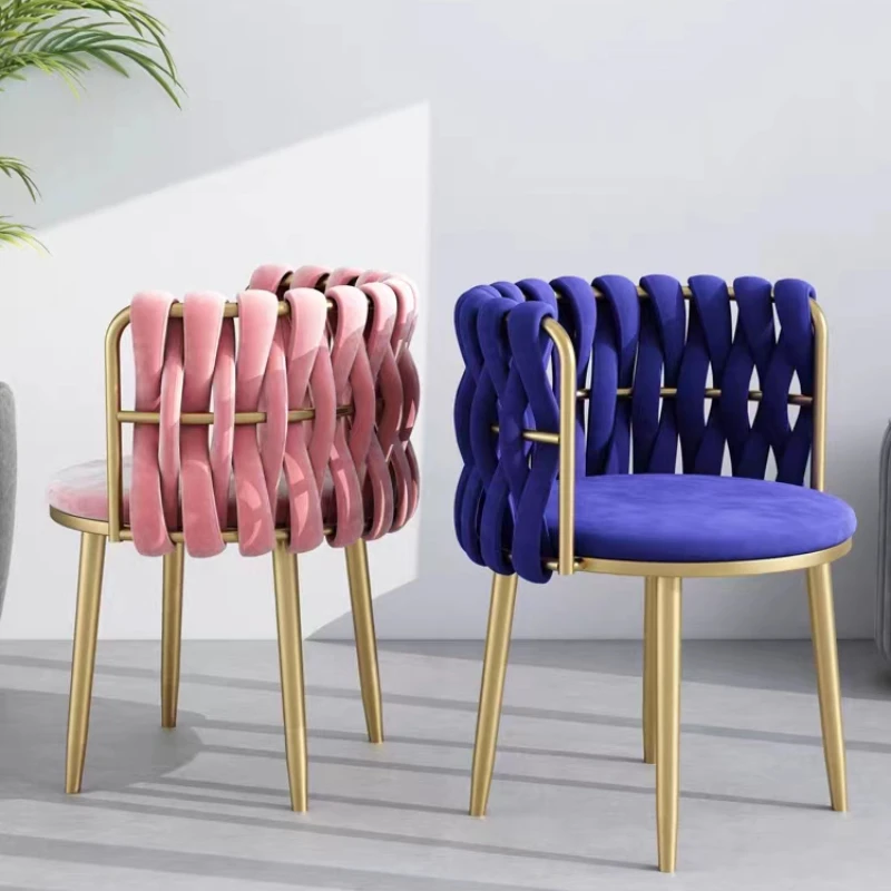 Nordic Dining chair living room Velvet armchair INS Cafe Chair reception Waiting chair Home backrest stool Bedroom Makeup chair