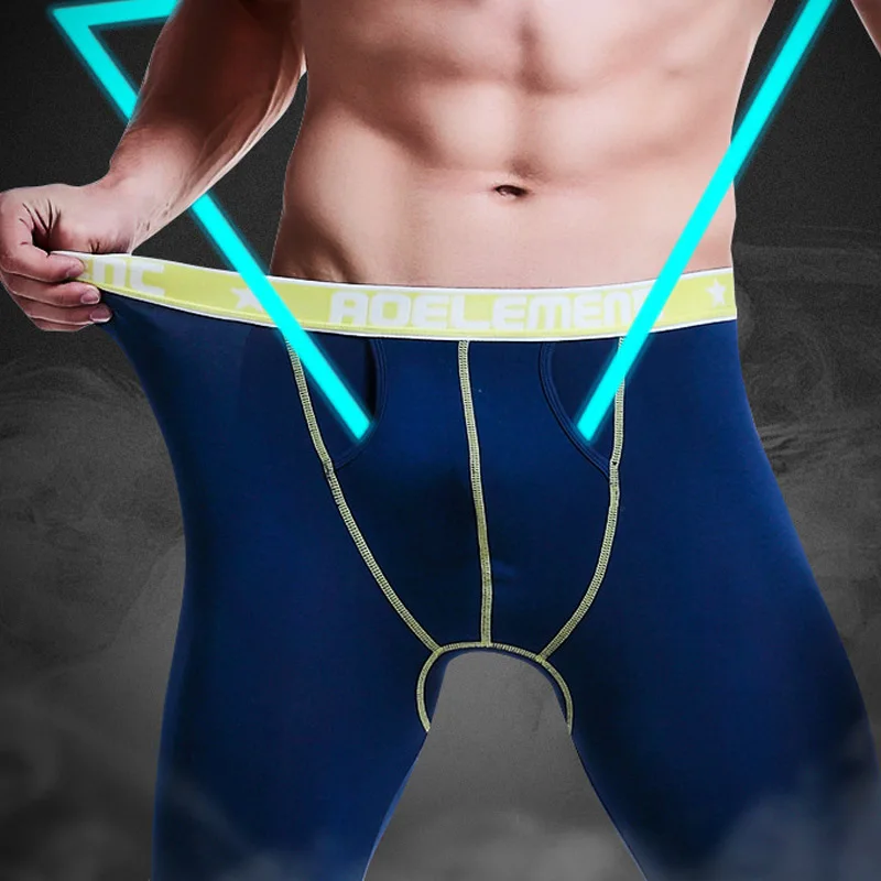 Men Thermal Underwears Men's modal Long Johns Tight-Fitting Leggings Autumn Winter Sexy Penis Scrotum Separation Men Warm Pants 3