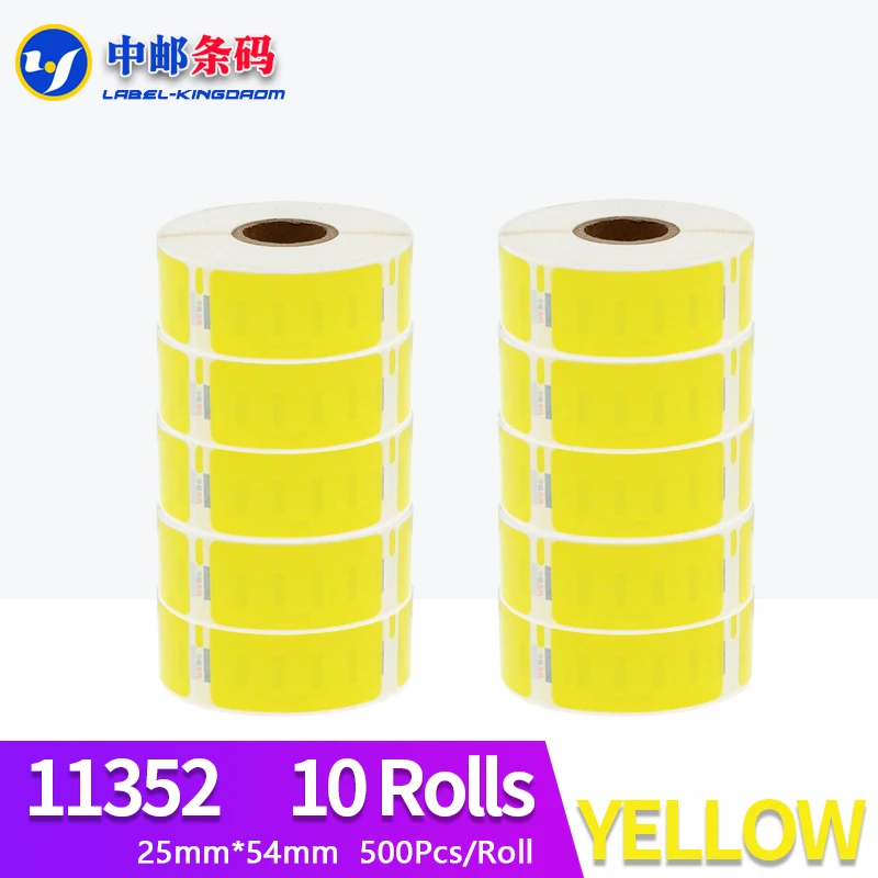 

10 Rolls Dymo 11352 Yellow Color Generic Label 25mm*54mm 500Pcs Compatible for LW400 LW450 Turbo 4XL Thermal Printer