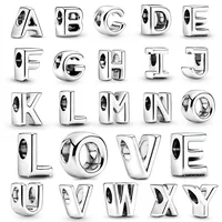 Silver 925 26 Letter A-Z Alphabet Charm Fine Beads Fit Original Charms Silver Bracelet DIY Fine Jewelry for Women Gifts Making 2