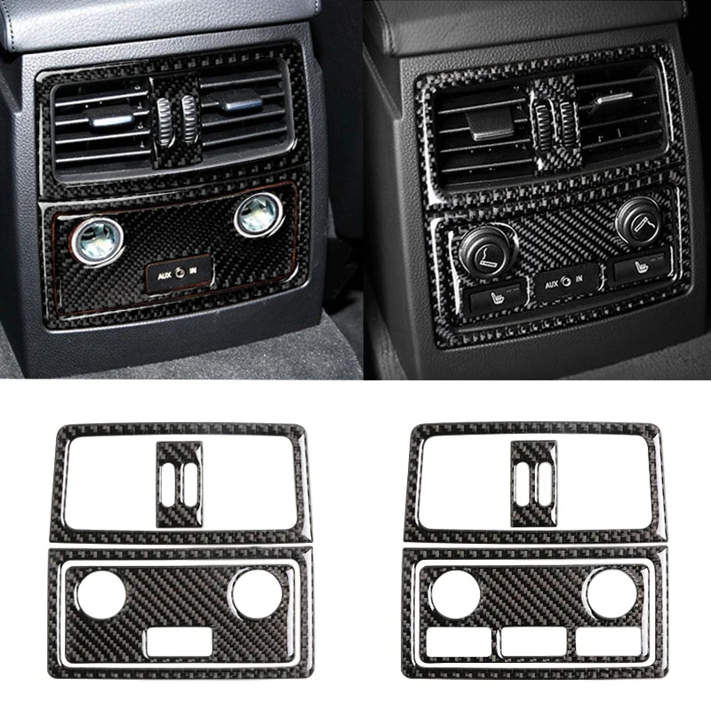 

Real Carbon Fiber Car Rear Air Conditioner Outlet Cigarette Light Panel Frame Cover Trim For BMW 5 Series E60 E61 2004-2010