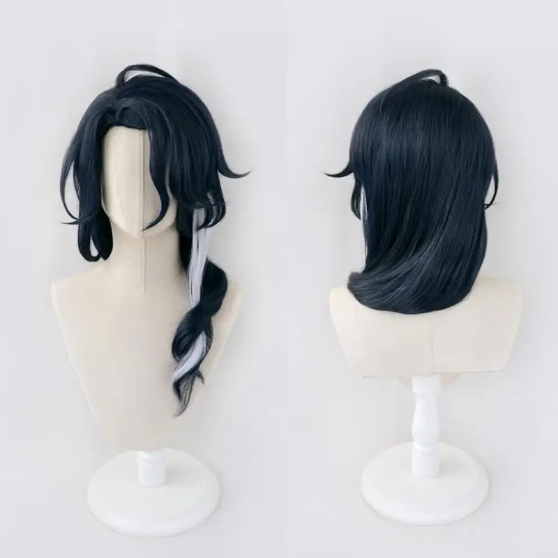 

Game Genshin Impact Pantalone Cosplay Wig Navy Blue Hair Heat Resistant Synthetic Halloween Party Accessories Props