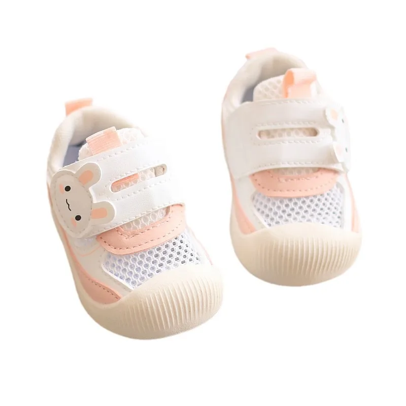 Children Sports Shoes Children Sneakers For Spring.Summer Baby Air Permeable Mesh Cute Cartoon Walking Shoes Boys Girls Bunny bear Sticker Casual Shoe