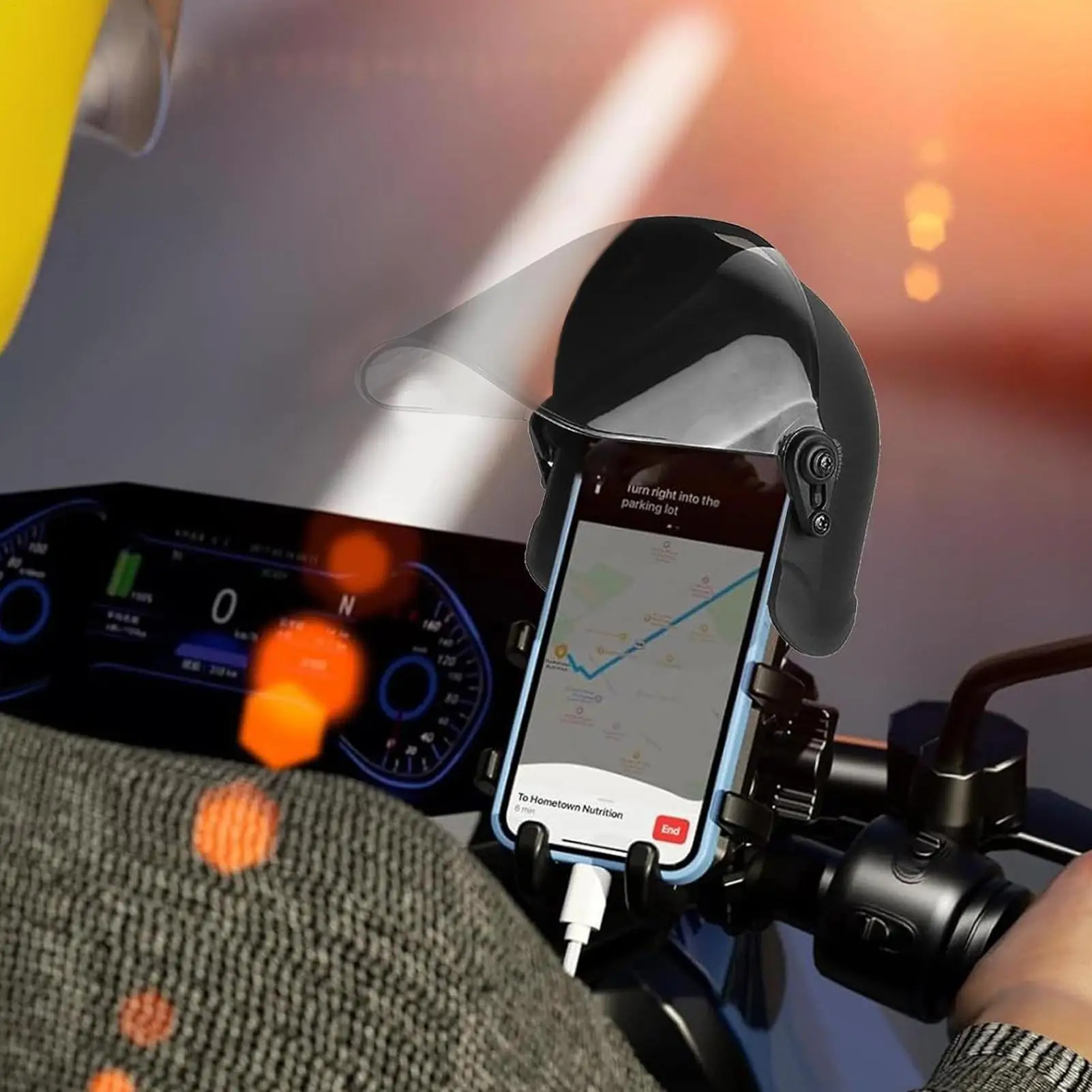 Motorrad Telefon Halter Sonnenschirm Erweiterte Sonnenblende Helm Regendicht Erweiterte Wasserdichte Visier Für Auto Navigation Fahrrad Roller – Detail 15