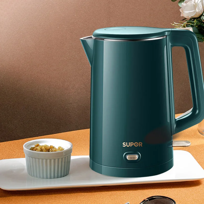 SUPOR Electric Kettle 1.5L All-steel Seamless Double-layer Anti-Scalding Boiling Kettle 304 Stainless Steel Kettle Insulation зажим для посуды из нержавеющей стали xiaomi huo hou fireproof stainless steel anti scalding clip hud049