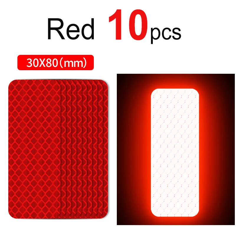 10 ~ 60 pz Adesivi Riflettenti Per Bicicletta Sicuro 30x80mm Striscia di Avvertimento Auto Moto Notte Saftety Mark Cerchione Della Bicicletta Telaio riflettore