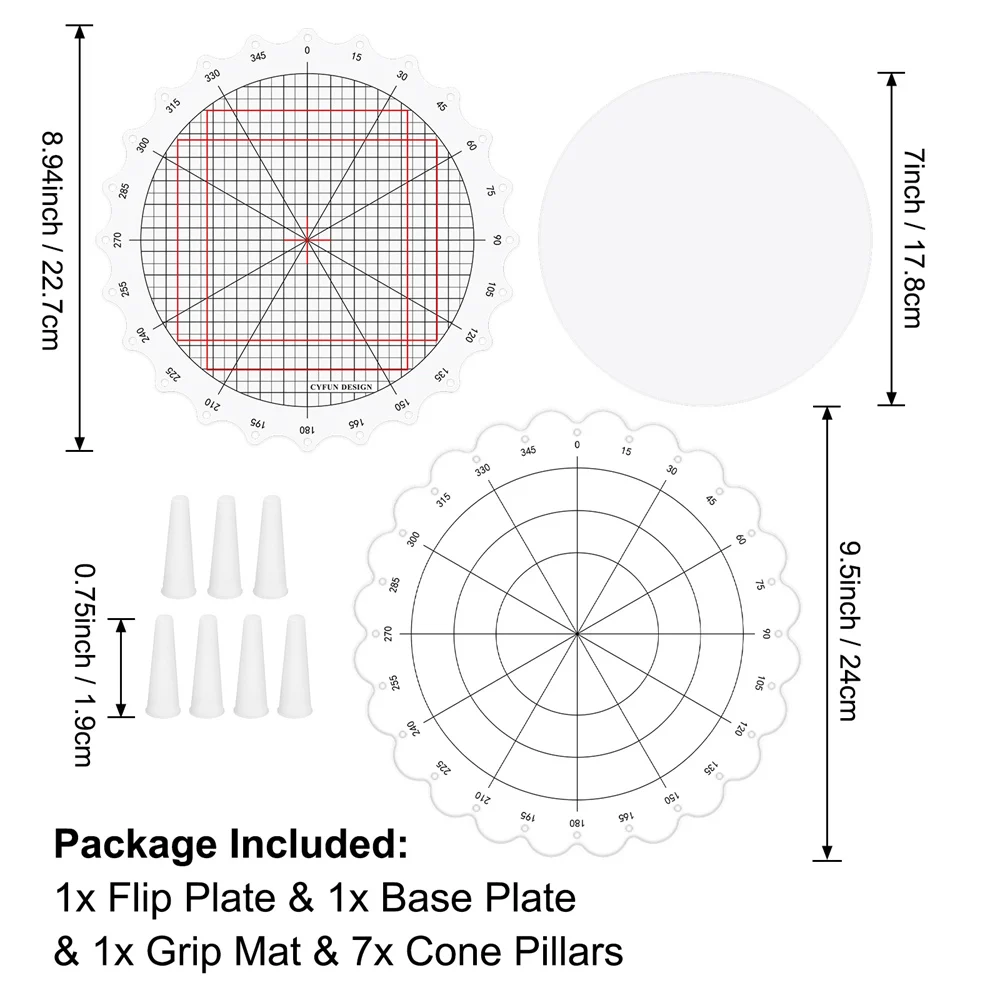 9.5inch/24cm Rotating Stamping Platform-Stamp & Spin Tool for Circular Designs, Stamping Positioning Tool with 24 Equal Interv
