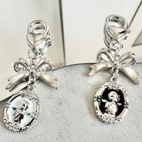Porte-clés nœud d'ange pour femmes, pendentif de sac en métal Vintage, tendance fille coeur porte-clés voiture porte-clés ami Couple cadeaux 3