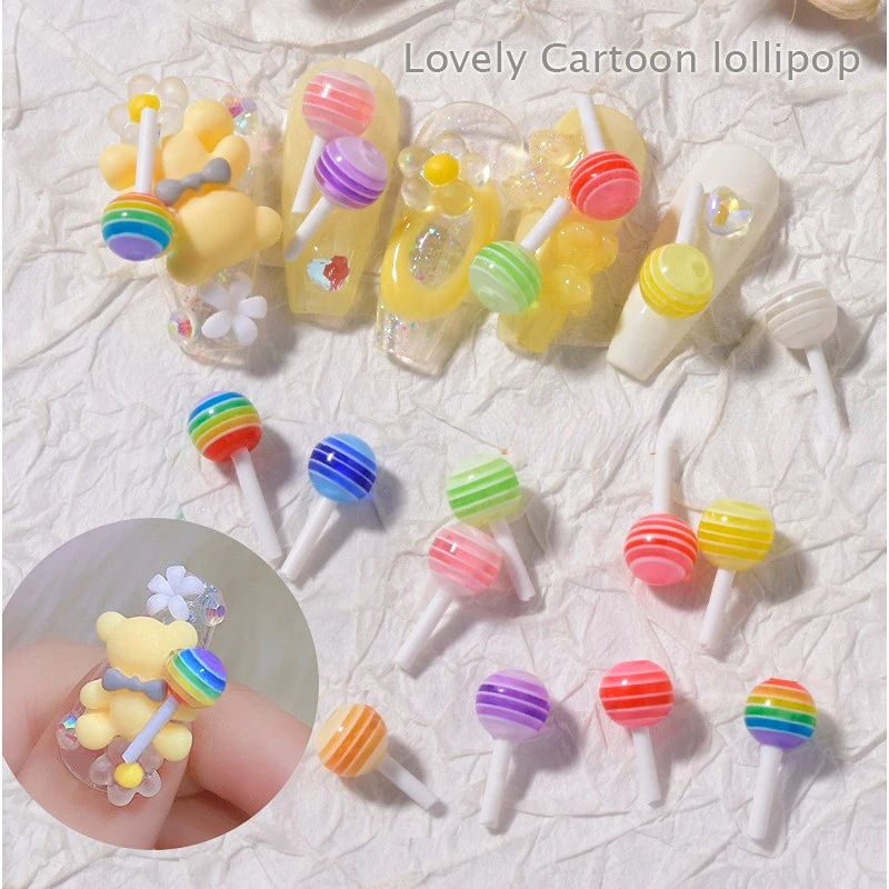 

10Pcs Mixed Sugar Candy Color Lollipop DIY Keychain Earring Crafts Miniature Cake Decoration Jewelry Making Accessories