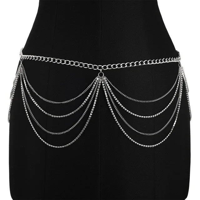 Crystal Waist Chain Belt Layered Rhinestone Belly Body Chain Beach Jewelry For Women Party Tassel Accessories 5