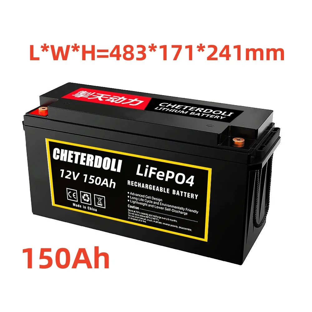 

12V 150Ah LiFePO4 Battery Built-in BMS Lithium Iron Phosphate Cell For RV Campers Golf Cart Off-Road Off-Grid Solar With Charger