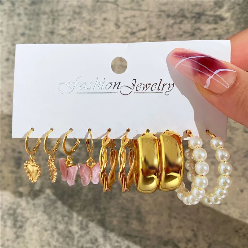 thumbnail image 1 of YOBEST Big Gold Color Pearl Drop Earrings for Women,Acrylic Hoop Earring Set, Female Wedding Jewelry Gifts, New Fashion, 2024, 1 of 4