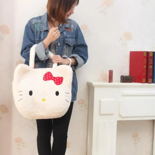 Cute Cartoon Kawaii Kuromi Kuromi Cinnamorol Kitty Cat Big eared Dog Plush Single Shoulder bag Large Capacity Satchel Girl's bag 5