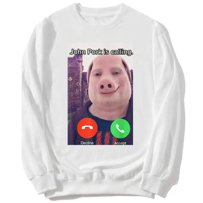 John Schweine fleisch ruft lustige Antwort Anruf Telefon Langarm T-Shirt lustige Schwein Tier liebhaber Sweatshirts Baumwolle Pullover Mantel Geschenke – Detail 8
