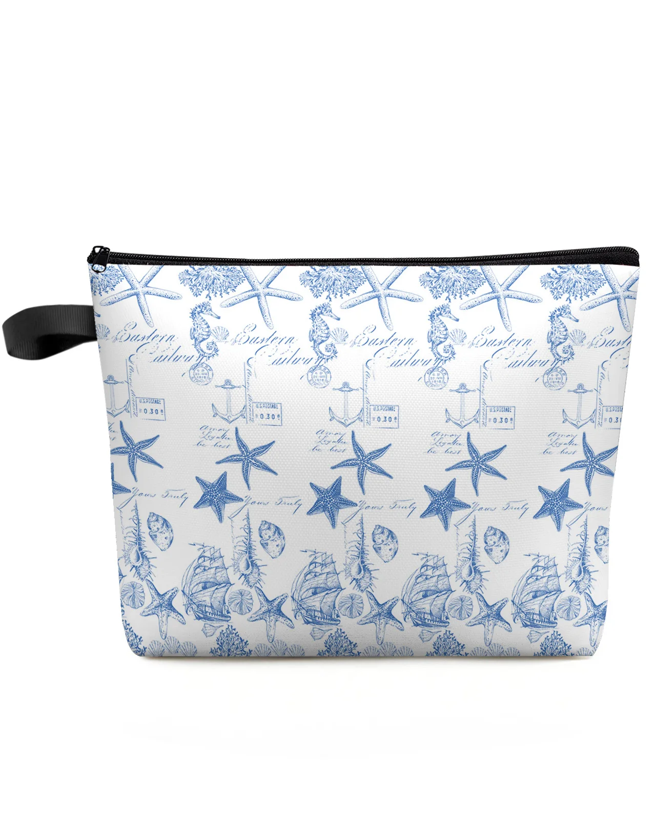

Blue Ocean Starfish Shell Coral Large Capacity Travel Cosmetic Bag Portable Makeup Storage Pouch Women Waterproof Pencil Case