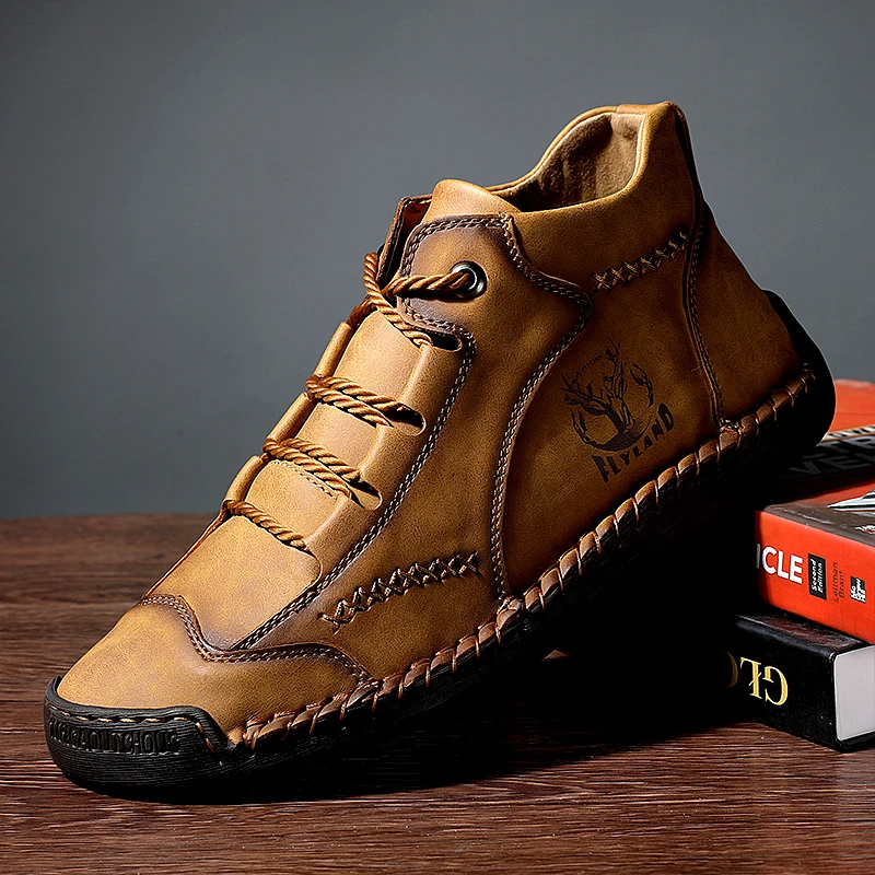 SKINDEEP Outdoor Men's Snow Boots Cotton Warm Winter Shoes Casual Leather Shoes Men's Ankle Boots
