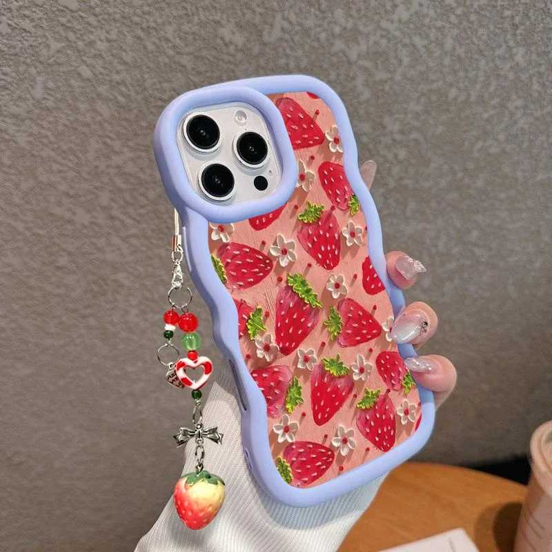 Colorful Strawberry Pendant Phone Case Cover