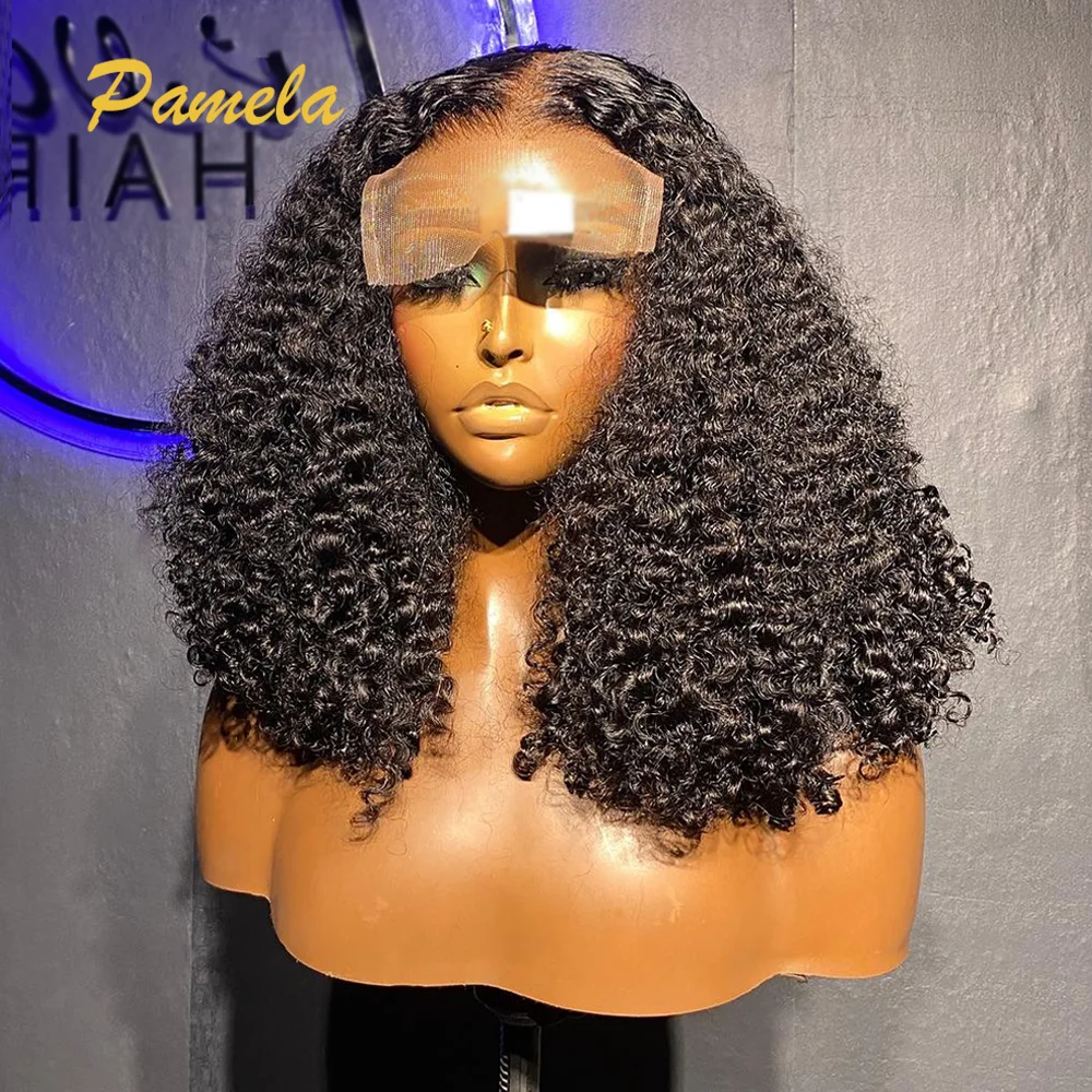 Brazilian 9x6 5x5 Curly Glueless Human Hair Wigs Wear And Go 250% High Density Curly Transparent Lace Frontal Wigs For Women