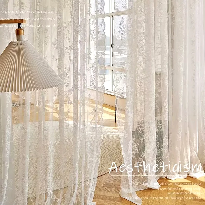 French Lace Curtains White Tulle Window Blind Living Room Bedroom Supplies Breathable Screen Curtain Wedding Decor Curtains тюль 2