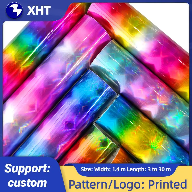 

30*135cm Sparkle Iridescent Printed Mirror Holographic Faux Leather Fabric Cotton Back for Making Shoe Bag Craft Decoration
