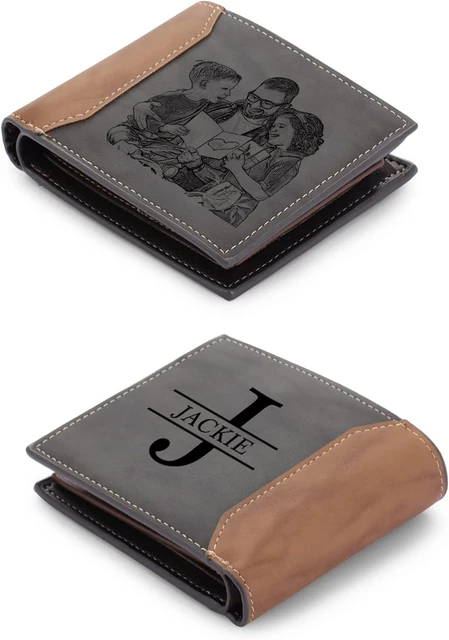 Personalized Leather Wallet - Engraved Leather Wallet Initial/Name