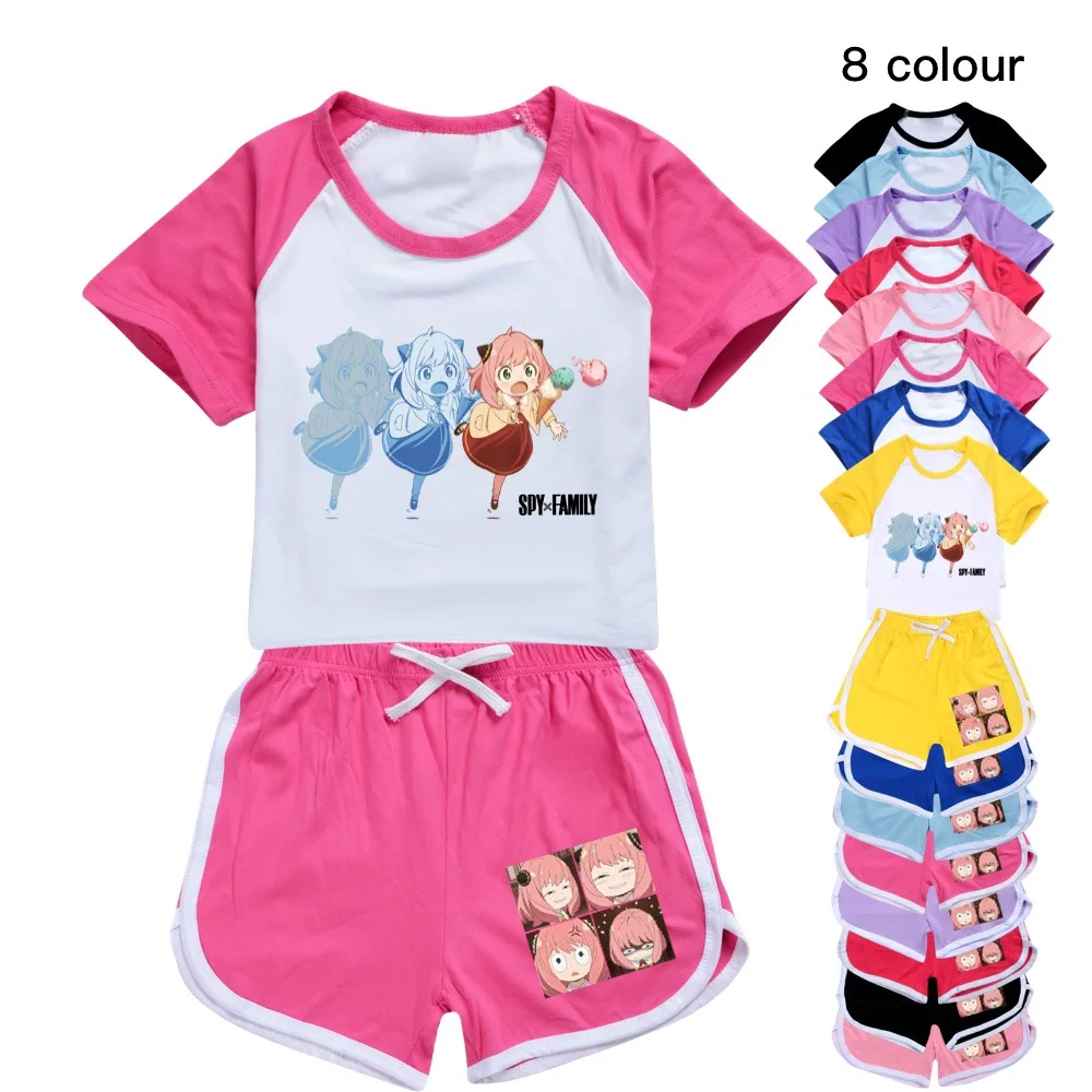 

SPY X FAMILY Clothes Kids Cotton Short Sleeve T Shirt + Shorts 2pcs Set Toddler Boy Clothes Baby Girls Summer Pajamas Sportswear