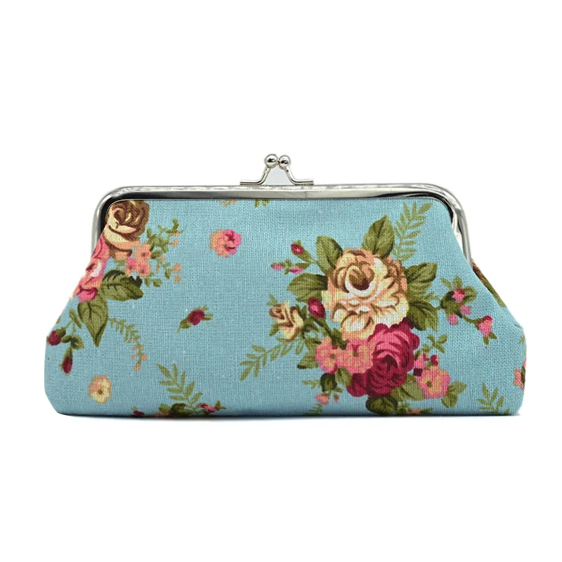 Damen-Geldbörse mit Vintage-Blumenmuster, Kiss-Lock-Clutch, leichte Geldbörse – Detail 5