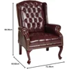 Traditional Queen Anne Style Chair with Thick Padded Seat and Lumbar Support Back with Royal Cherry Finish Wood Legs,Oxblood 2