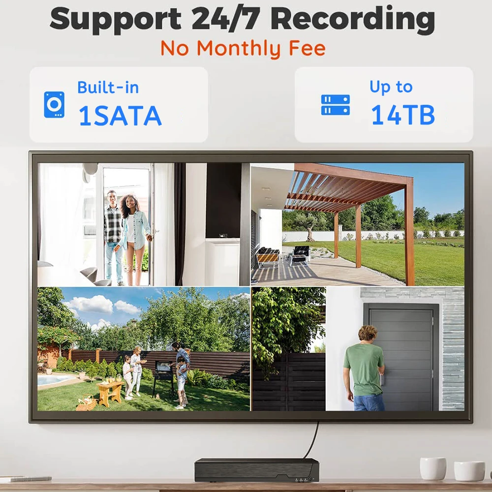 Network Video Recorder 16CH 4K 8MP PoE NVR Video Recorder for Home Security CCTV System 8CH 24/7 Recording 4CH H.265 ONVIF Face Detect Network Recorder