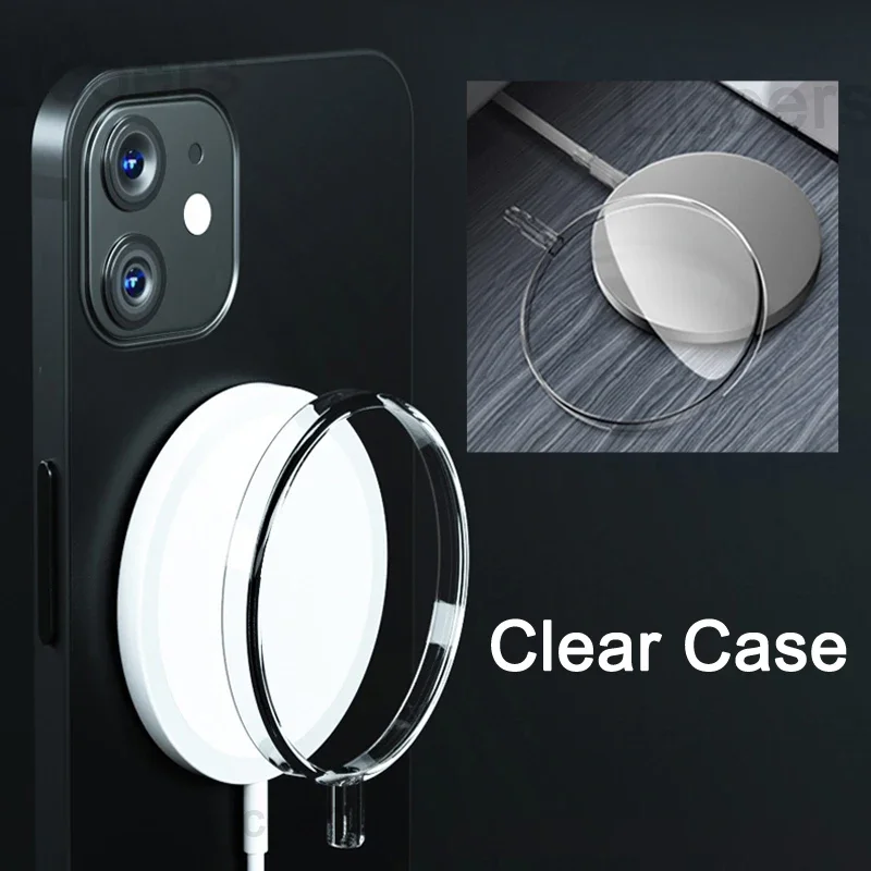 Wireless Charger Case Clear PC For Magsafe Wireless Charger For iPhone 15 14 13 12 Pro Max