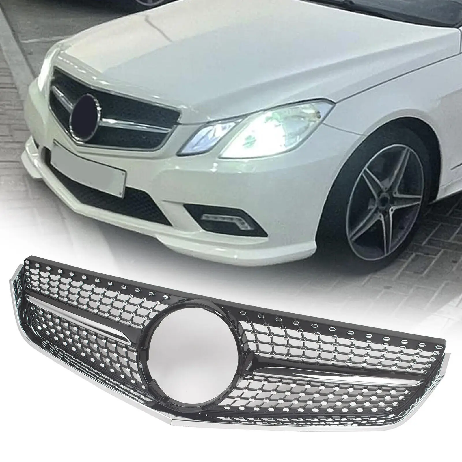 Car Racing Grills Diamond Auto Front Bumper Grill Cover For Mercedes