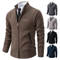 2023 Knitwear Spring and Autumn Men's Stand-up Collar Thick Warm Cardigan Sweater Winter Loose Casual Coat 1