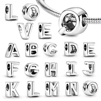 Silver 925 26 Letter A-Z Alphabet Charm Fine Beads Fit Original Charms Silver Bracelet DIY Fine Jewelry for Women Gifts Making 1