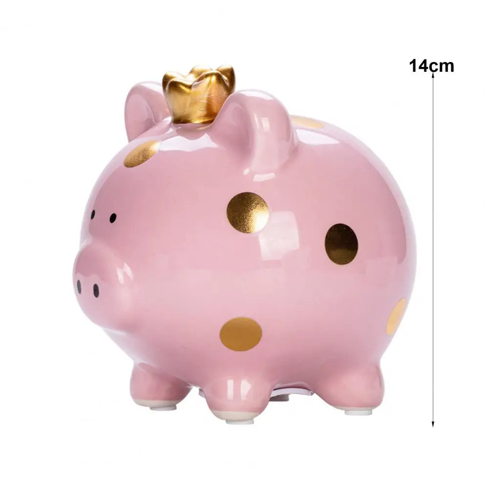 Ceramic Crown Pig Piggy Bank Golden Dot Cartoon Pig Coin Money Bank Home Bookshelf Desktop Decoration Coin Bank 6