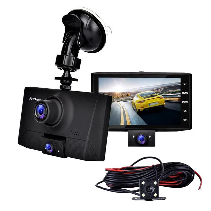 

4 Inch Car DVR Video Recorder Dash Camera Rear View 1080P HD Loop Recording G-Sensor Night Vision 170 Degree Wide Angle