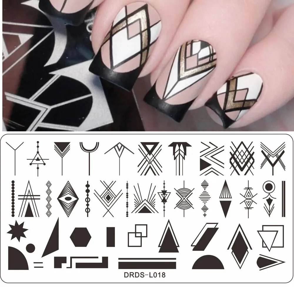 French Marble Striped Nail Stamping Plates - Nail Art Stamping Template