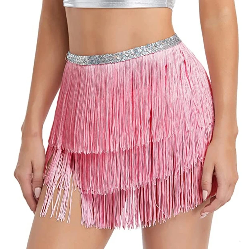 Womens Belly Dance Skirts Multilayer Tassel Fringe Hip Scarf Shawl Beach Hip Wrap Adjustable Waist Chain for Women Girls